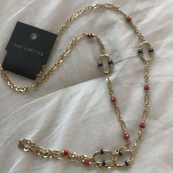 The Limited gold tone with red bead long necklace 38 inch - Picture 5 of 5